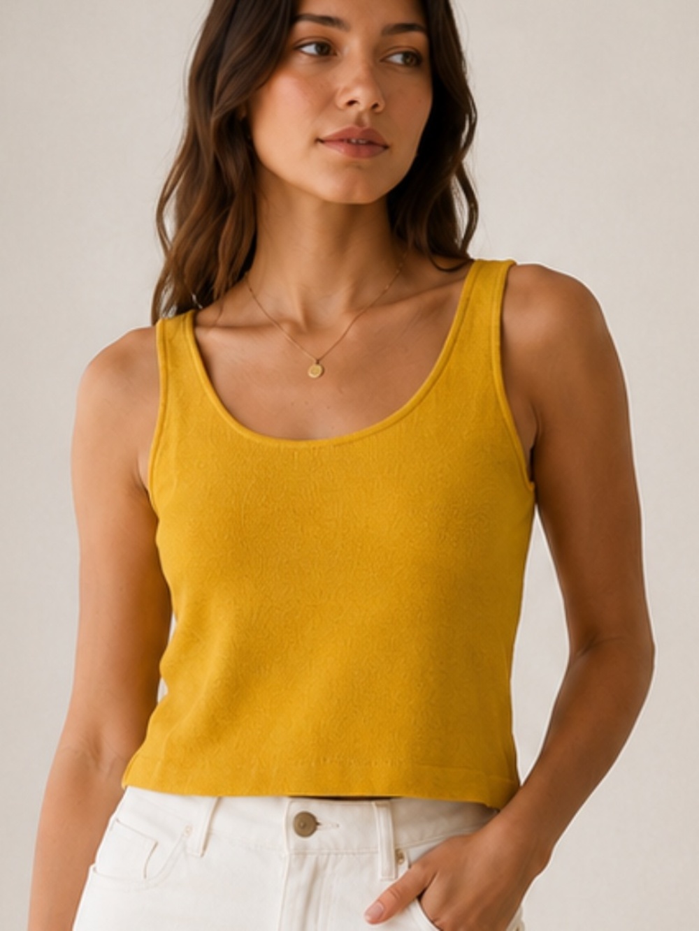 St. John Santana Knit Shell Marigold Sleeveless Tank Top L